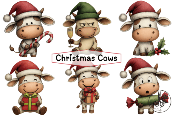 Christmas Cows - Clipart Review