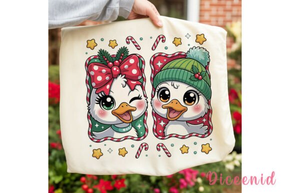 Christmas Duckling Duo Clipart: A Festive Illustration for Creative Projects