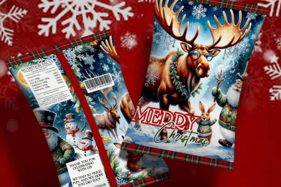 Christmas Forest Chip Pack Design: Illustrations for Handmade Crafters