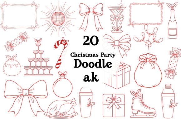Christmas Party Doodle Sublimation Illustrations Review