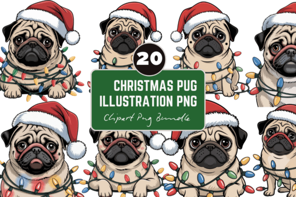 Christmas Pug Illustration PNG Bundle Review for Content Publishing