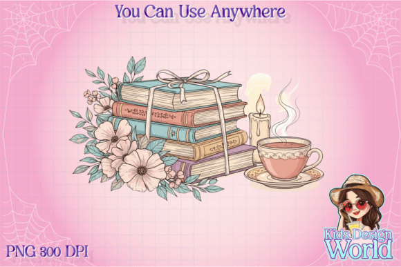 Coffee and Book Christmas PNG: A Festive Illustration for Crafters