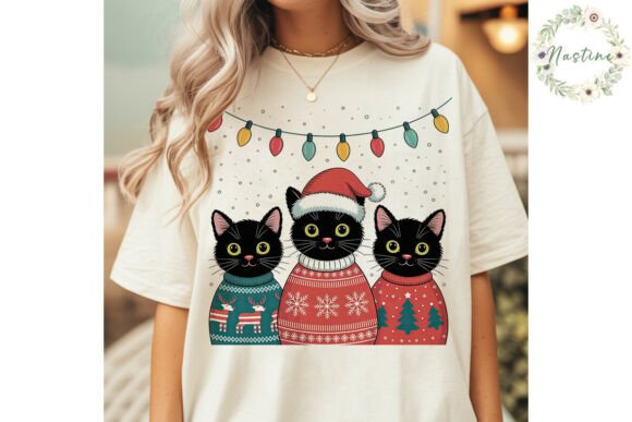 Cute Black Cats Christmas Lights PNG Illustrations Review