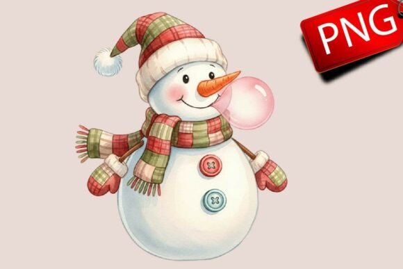 Cute Patchwork Snowman Christmas PNG for Illustrations and Blog Graphics