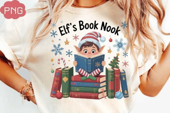 Elf s Book Nook Christmas Png Design