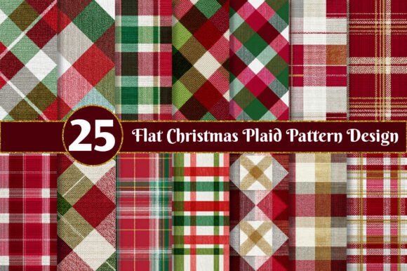 Flat Christmas Plaid Pattern Designs for Illustrations