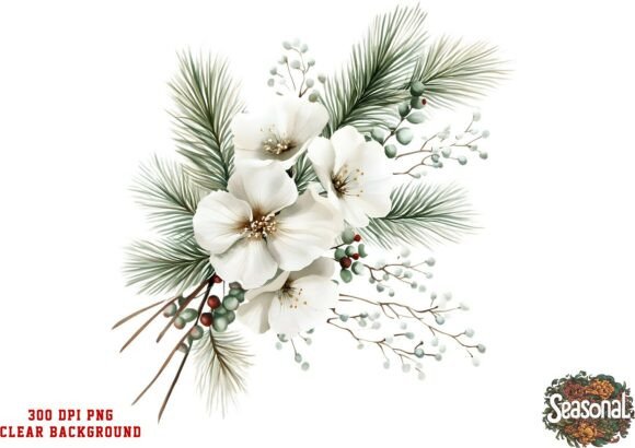 Frosted Bloom Christmas Bouquet PNG