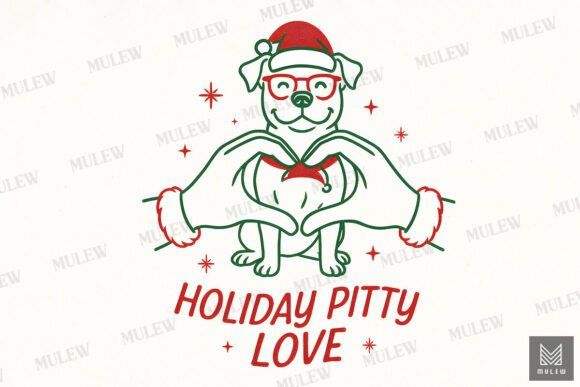 Funny Christmas Pitbull Dog Sublimation for Illustrations