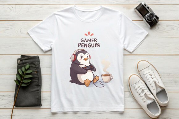 Gamer Penguin Christmas PNG Illustrations