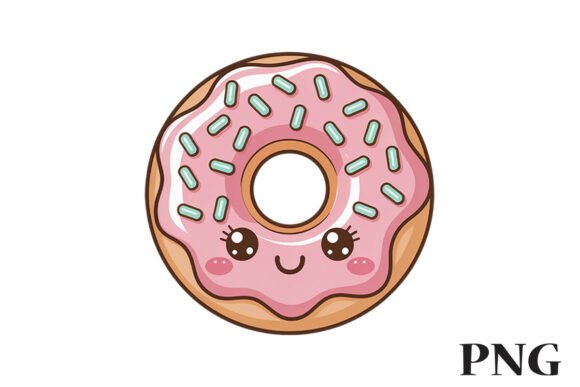 Kawaii Pink Christmas Donut Clipart PNG: A Festive Illustration for Creative Publishing