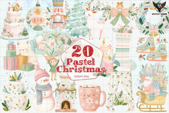 Pastel Christmas Clipart PNG: A Soft and Versatile Design Asset for Seasonal Projects