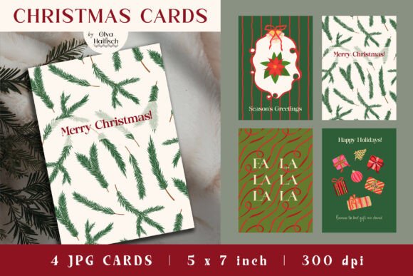 Printable Christmas Greeting Cards Set