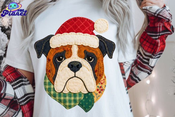Quilted Bulldog Christmas PNG: A Seasonal Illustration for Polished Content