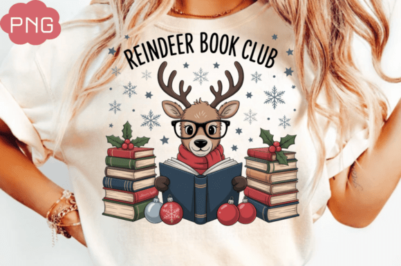 Reindeer Book Club Christmas Png Design for Illustrations