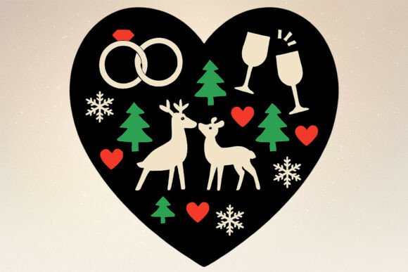 Reindeer Couple Christmas Heart PNG Review