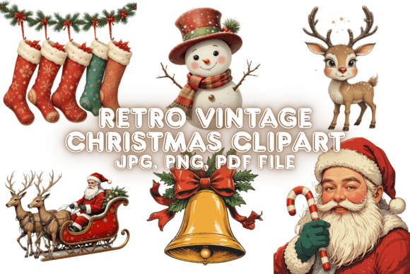 Retro Vintage Christmas Clipart and Illustrations Review