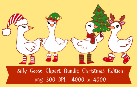 Silly Goose Christmas Clipart Bundle: A Playful Illustrations Boost for Content Creators