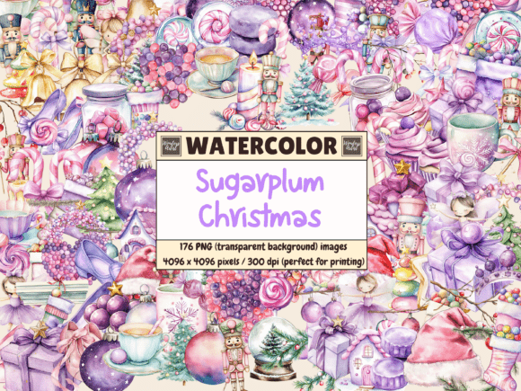Sugarplum Christmas Watercolor Clipart Embroidery Review