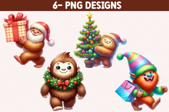 Watercolor Cute Christmas Bigfoot PNG Review